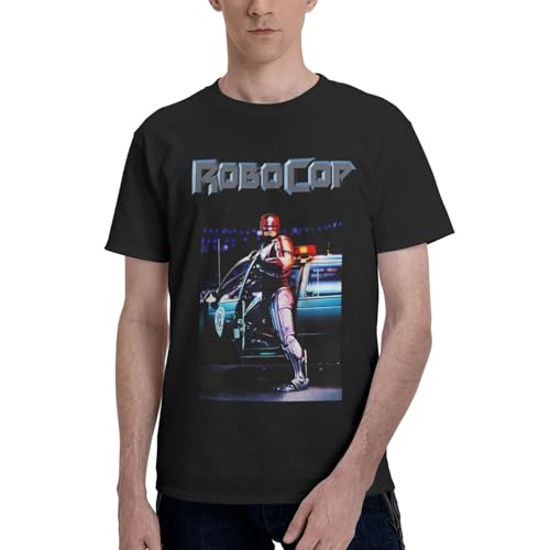 Rob*ocop Film T-shirt pour homme Impression artistique du film de science-fiction classique en coton à manches courtes T-shirt graphique noir T-shirt affiche de film, Rob-5, XL