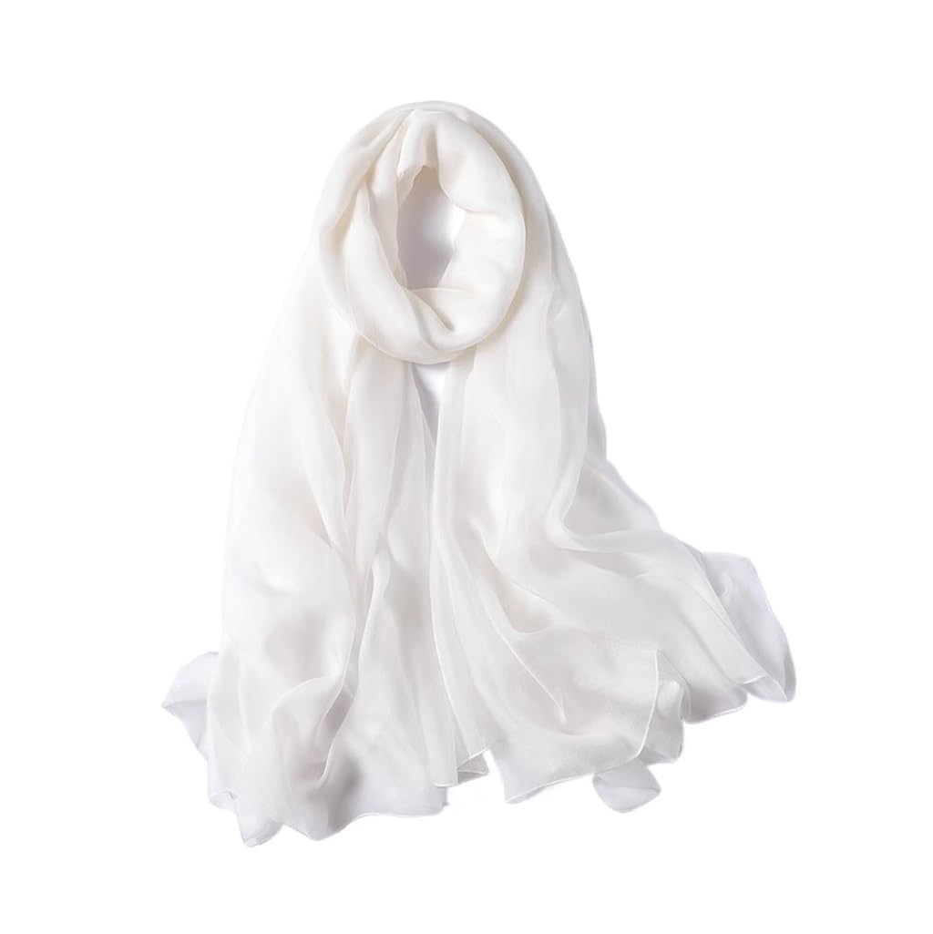 Pareo largo versátil de seda blanca para transformar un vestido básico