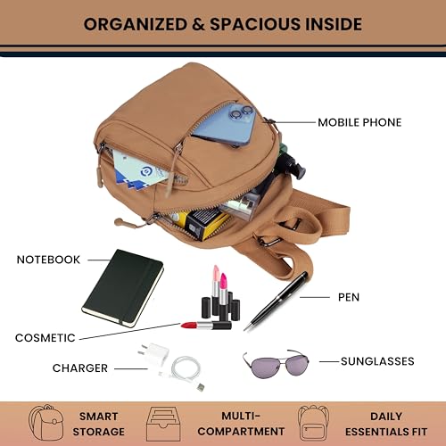 Image of TS WITH TECHSUN Women's Small Mini Backpack Purse | Water-Resistant Compact Bag for Travel, Casual Outings | Fits Only Essentials (L) 20 X (W) 14 X (H) 24 CM