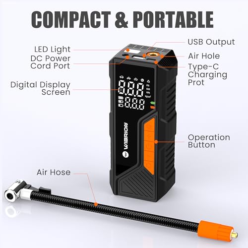 Image of Portable 3-in-1 Cordless & Corded Tire Inflator, 2X Faster | 150 PSI, 6000mAh Long Run Time Battery | Type C Charging, 12V DC Output for Car, Bike & Balls, SOS Light, Multipurpose use