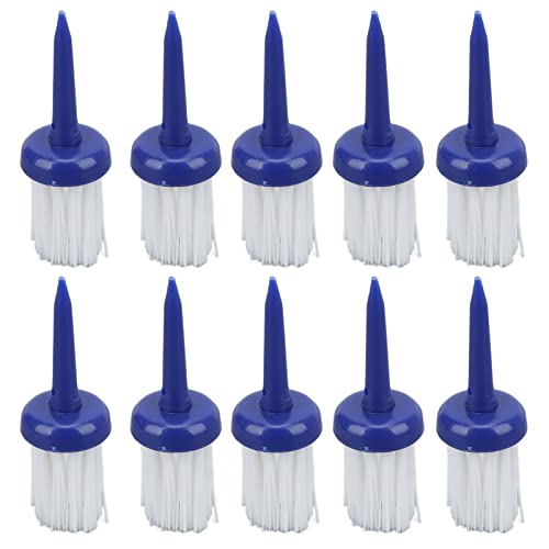 BigKing Golf Tees Brush Type, 10pcs Golf Tees Brush Type Low Resistance More Distance Consistent Height Plastic Tees for Golf Driver Training 2.0 2.2 2.4 Inch (Blue Handle White Hair)