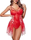 Avidlove Santa Lingerie Christmas Lingerie for Women Sexy Xmas Outfits Mini Dress Plus Size (Pattern 5, XXL)