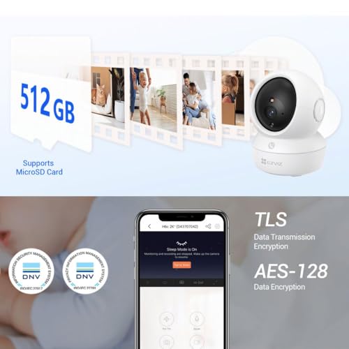 EZVIZ H6c Pro,2K, 3MP [New Generation], WiFi Security Camera, Call Button, Night Vision, Motion Detection, Smart Tracking, Two-Way Audio, Works with Alexa