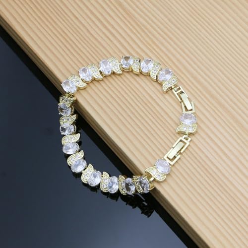 Image of LMXXVJ Fashion Tennis Bracelet Created Emerald White Gold Plated Charm Bracelet Gifts Jewelry for Women