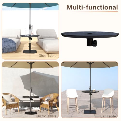 C-Hopetree 23" Patio Outdoor Umbrella Table Tray with 1.5" Hole, Small Portable Top for Backyard, Pool, Beach, Deck, Garden, Black by C-Hopetree - Image 4