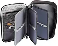 Estojo Escolar Grande Capacidade, Estojo Box Jumbo Com Alça e Elastico para 72 canetas ou lápis, Feminino Masculino, Infantil Adulto, Organizador Com Divisórias e Zíper (PRETO)