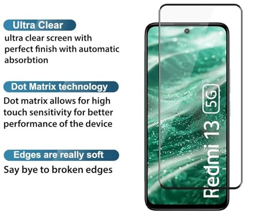 Image of 100FIT Tempered Glass For Redmi 13 5G, Redmi 12 5G With Full Glue Edge To Edge Coverage And Easy Installation Kit