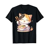 わがまま猫 ねこ ラーメン好き かわいい おもしろ マンガ Tシャツ