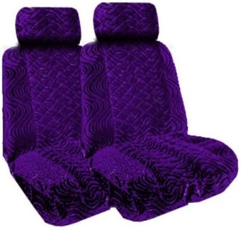 Set of 2 Universal Fit Low Back Swirl Pattern Front Bucket Seat Cover - Purple