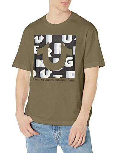 True Religion Men's Relaxed Registered Multiply T, Kalamata, Small