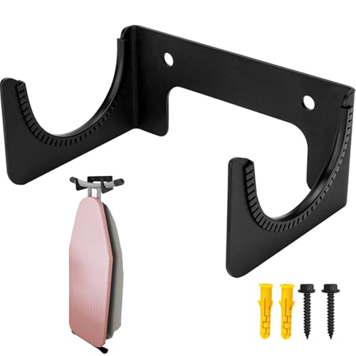 VANROUG Ironing Board Hanger Wall Mount, Iron Board Hook, Ironing Board Holder Organizer Wall Rack for Y or T Leg, Laundry Room, Black