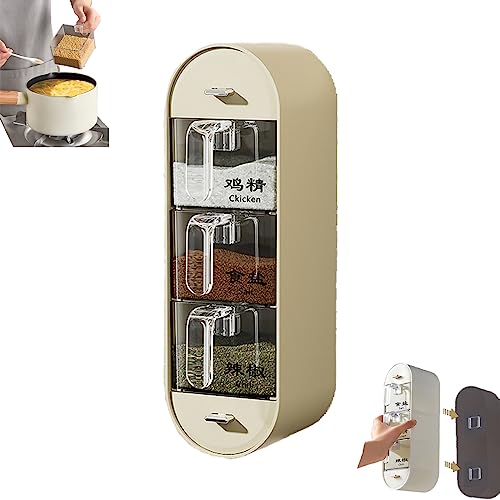 GYORI Wall Mounted Spice Rack,Spice Organiser,5 Niveaux Étagère À Épices,Wall Mounted Spice Organizer,Household Kitchen Seasoning One-Piece Multi Grid Box Storage Wall Mounted