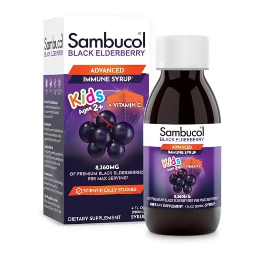 Sambucol Black Elderberry Syrup for Kids - Kids Elderberry Syrup, Added Vitamin C, Black Elderberry Syrup for Kids, Sambucus Elderberry Kids Syrup For Immune Support, Delicious Berry Taste - 4 Fl Oz