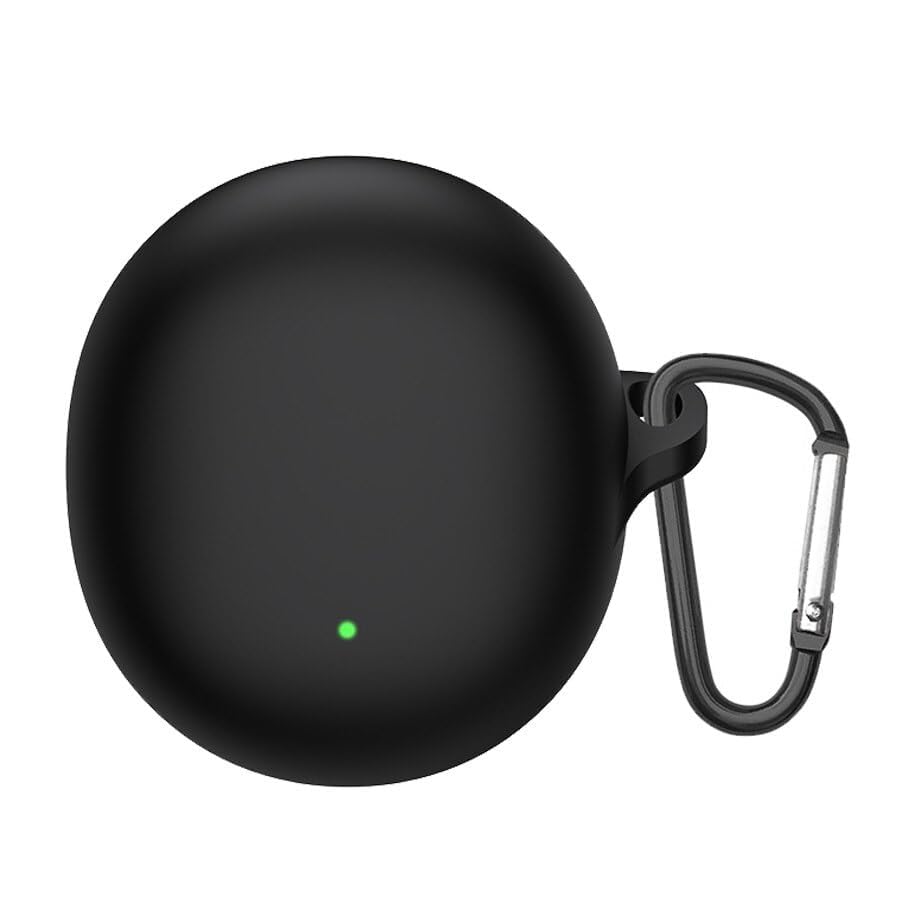 Image of Amazon Basics Case for Oppo Enco Air 3, Silicone Soft TWS Pouch with Hook, 360 Full Shock-Absorbing Protection (Black) (Cover Only)