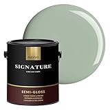 EVOLVE Signature Collection Luxury Interior Paint & Primer, Semi-Gloss Sheen (Sage Green), 1 Gallon – Premium One-Coat Coverage, Low VOC, Low Odor, Washable Finish for Walls, Ceilings & Trim