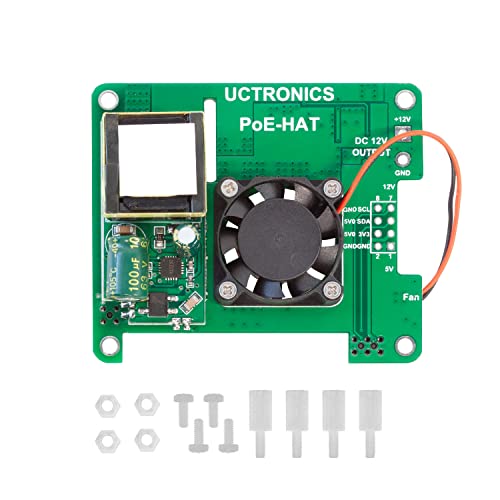 UCTRONICS PoE HAT for Raspberry Pi 4B, Power Over Ethernet Expansion Board for Raspberry Pi 4 B 3 B+, with Cooling Fan