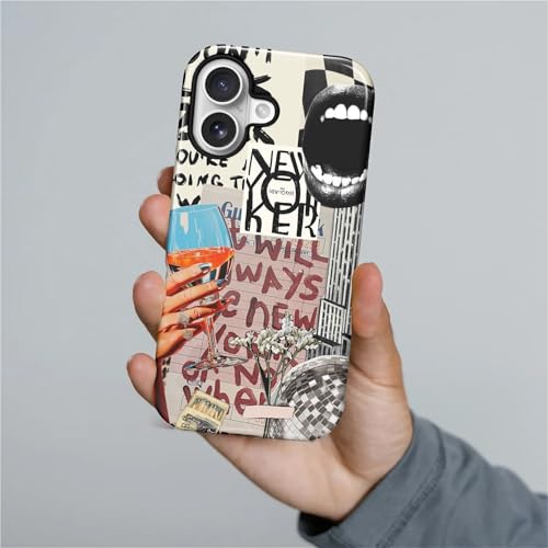 Flivro Case for iPhone 17, PC Hard Shell & Silicone Inner Bumper, Anti-Scratch Full-Body Cover Shockproof Slim Design New York Fashion Drinking by Flivro - Used condition - Image 4
