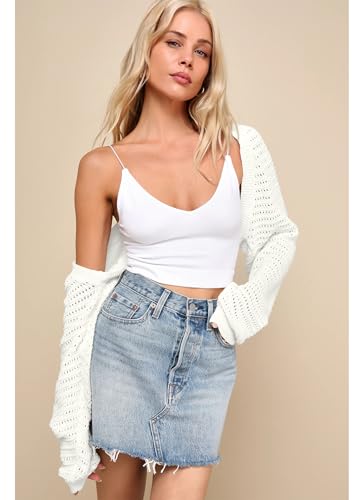 Image of AGSEEM Women's Open Front Ribbed Knit Pointelle Bolero Shrug Sweater Long Sleeve Crop Cardigan Shrugs Y2K Tops 2025