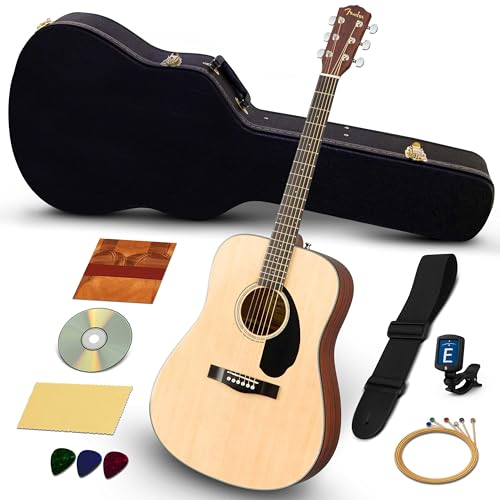 image for Fender CD-60S Solid Top Dreadnought Acoustic Guitar - Natural Bundle w
