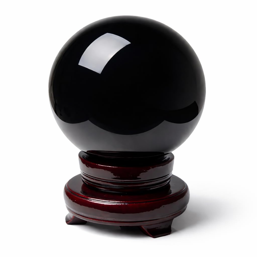 Mina Heal Black Obsidian Crystal Balls for Fengshui, Meditation, Crystal Healing, Divination, Home Decoration, Black Magic Crystal Sphere