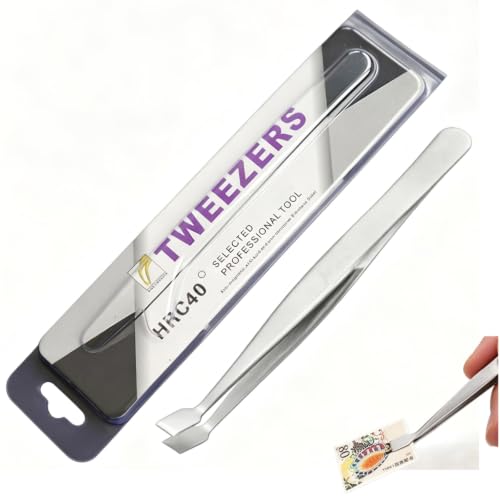 ErgoBuild Briefmarkenpinzette aus Edelstahl, Gebogen, Lang, 12 cm, für Briefmarken,