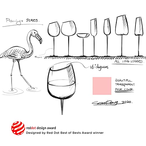 Mu16 Champagne Glasses Flutes Tulip Crystal Non-Lead Red Wine Glass Champagne Glass Hand Blown Gift Set Of 2 For Birthday Christmas Wedding Anniversary Flamingo Collection Personalized Glass 5 Oz,Pink #TOP1