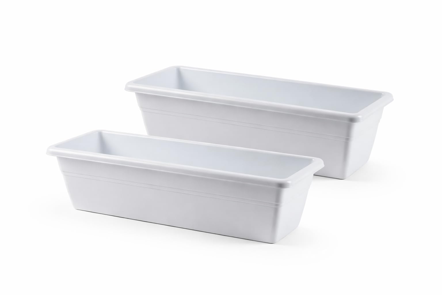 Muddy Hands White Pack Of 2 - Garden Trough Planters Rectangular Window Box Flower Herb Vegetable Plant Pots Outdoor Balcony Patio Planters (, 50Cm)