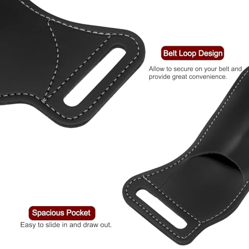 QUARKZMAN Leder Messerscheide für Gürtel 6,7 x 2,5 PU Leder Gürtelschlaufe horizontale Tragetasche für Klappmesser für Outdoor Klettern Camping Radfahren und Wandern, Schwarz