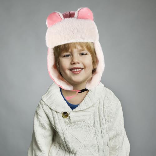 Bonnet d'hiver fille et garçon ajustable chaud doublé fourrure douce - 7