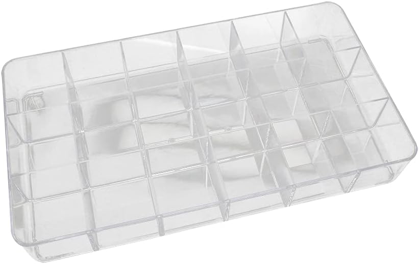 Component Storage Box - PS Fixed 18 Grids Electronic Component Containers Tool Boxes Clear White 11.34"x6.50"x1.89" 1pcs