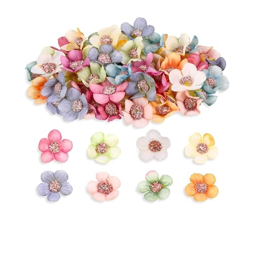 YOUNIEYO 100 mini cabezas de margaritas multicolor de 2 cm, flores artificiales de seda para manualidades, bodas, fiestas y decoración del jardín