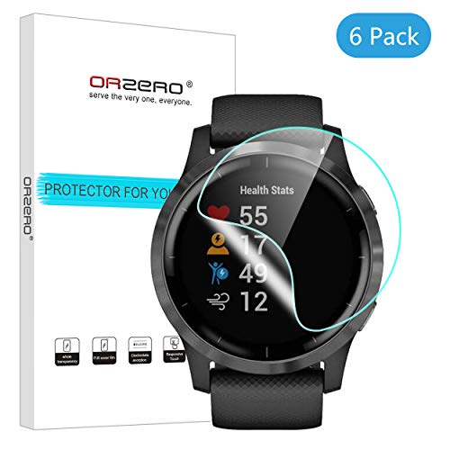 (6 Pack) Orzero Compatible for Garmin Vivoactive 4 Screen Protector, High Definition 0.2mm