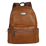 Mochila Feminina Sintético Executiva Golden Fênix Premium 2 Divisórias Moderna Espaçosa Bolsa de Costas (Caramelo)