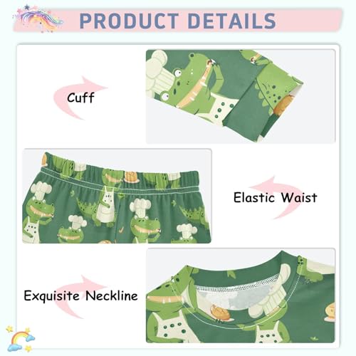 Cartoon Pajamas Set Crocodile Chef Green Long Sleeve PJs Cotton Jammies Sleepwear Top and Pants4