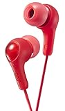 JVC Gumy in Ear Earbud Headphones, Powerful Sound, Comfortable and Secure Fit, Silicone Ear Pieces S/M/L - HAFX7R (Red)