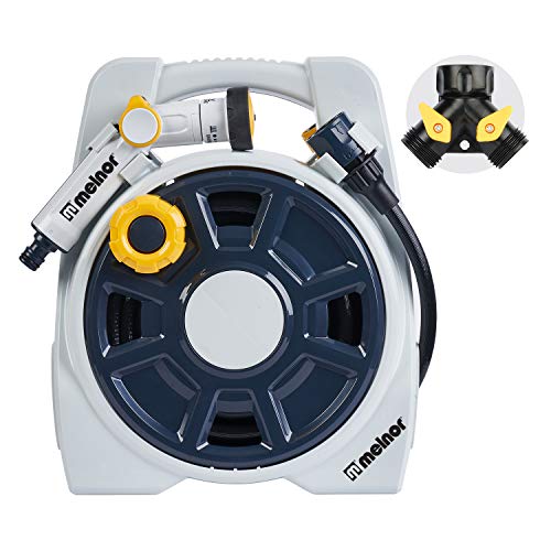 Melnor 65093-AMZ Compact Hose Reel with 2-Way Connector Set, Beige