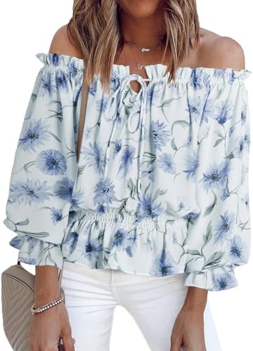 BLENCOT Summer Sexy Off Shoulder Tops for Women Bo…