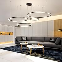 LIUYU Lustre 75W Lustre Salon Télécommande Dimmable 3000k-6000k Lustres Hauteur Et Forme Réglables Convient Pour La Cuisine, La Salle à Manger, La Chambre, Luminaire Salon Brun 20 40 60 Cm