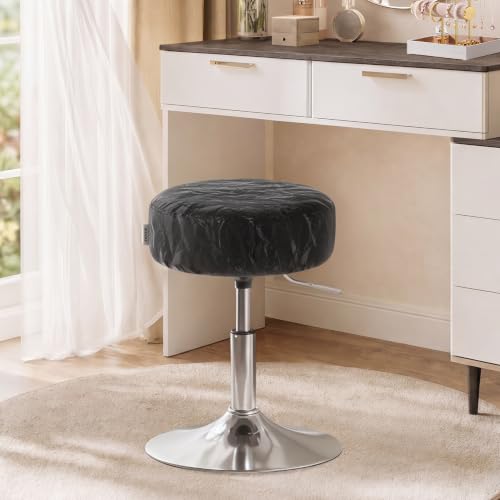Image of VASAGLE Adjustable Bar Stool, 360 Swivel, PU Leather, Thick Cushion, for Kitchen, Dining Room Bedroom, Modern, Ink Black