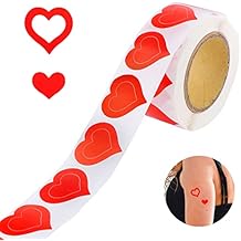 SAVITA 500 Piece Roll of 1 Inch Heart Shaped Body Stickers for Tanning, Self Adhesive Sunbathing Bed Stickers, Cute B06322