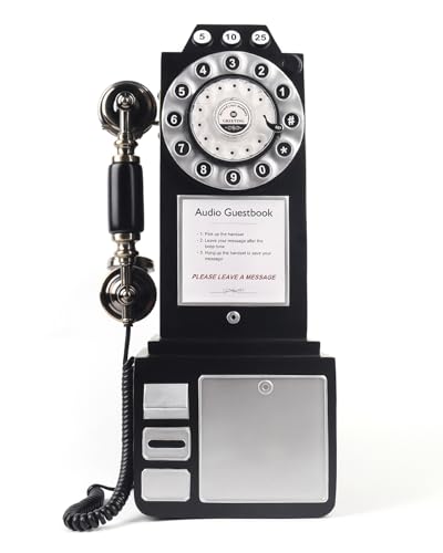 FESTRING Audio Guest Book Wedding Phone with Vintage Design, Record Customized Audio Message Guest Book for Wedding, Party and Gathering, Black