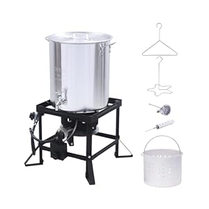 Red Mountain Valley 36 Qt Outdoor Camping Fryer with Oil Drain Valve, Large Outdoor Cooking Equipment for Turkey, Chicken Wings, Fish and Seafood