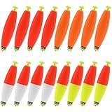 Gefischtter 16pcs Fishing Bobbers Floats Set Foam Snap on Float Weighted Bobbers Fishing Push Button Snap-on Bobbers Spring Oval (G-Cigar Shape Fishing Bobbers)