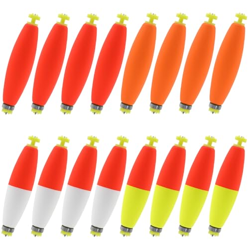 Gefischtter Fishing Bobbers Floats Set Foam Snap on Float Weighted Bobbers Fishing Push Button Snap-on Bobbers Spring Oval Fishing Floats Fishing Bobbers Assortment (G-Cigar Shape Fishing Bobbers)
