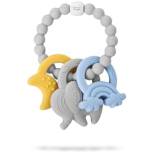 Precious Snuggle™ | Baby Teether 2023 | Unisex Teething Toy | Baby Essentials | Baby Toys | Easy Grip Teething Gift | Neutral Pastel Colours Suitable for Baby Girls & Baby Boys (Neutral)