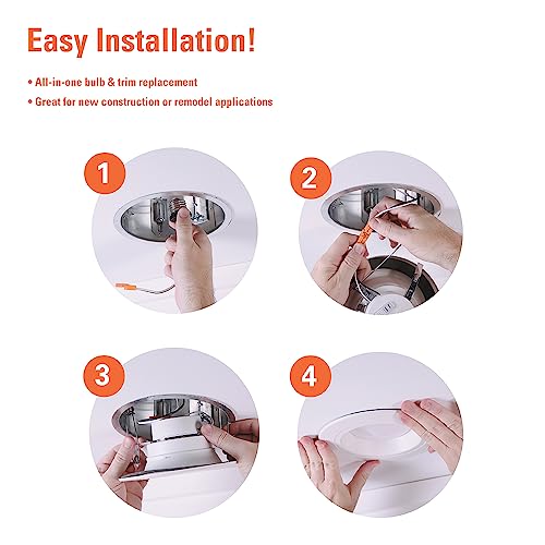 Image of HALO RL 5 /6 in LED Recessed Light Trim Selectable Color Temperature 2700K 3000K 3500K 4000K 5000K Dimmable Dim to Warm 600 Lumens Wet Location Indoor Outdoor Retrofit Downlight RL56069FSD2W1EWH