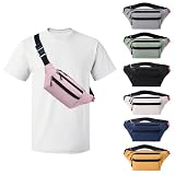 Risipu Bum Bag for Men Women, Lightweight Water-Resistant Waist Packs with Adjustable Belt & 3 Zipper Pockets, Fashionable Fanny Pack for Travel, Running, Hiking, Cycling (Pink)