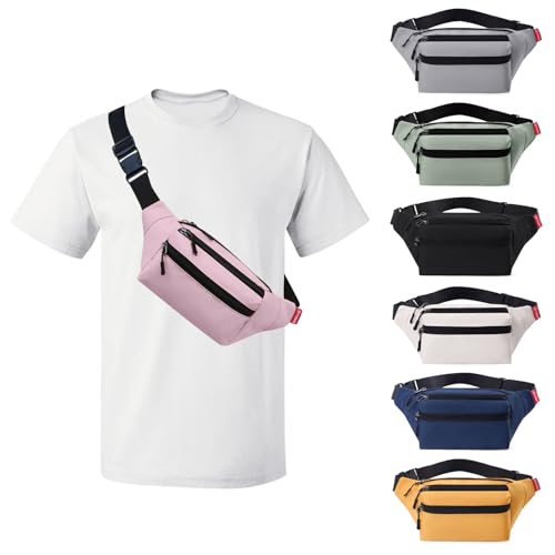 Image of Risipu Bum Bag for Men Women, Lightweight Water-Resistant Waist Packs with Adjustable Belt & 3 Zipper Pockets, Fashionable Fanny Pack for Travel, Running, Hiking, Cycling (Pink)