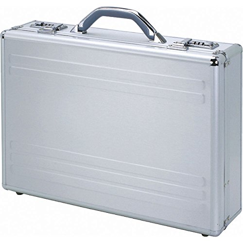 ALUMAXX 45131 Laptop-Attaché-Koffer Kronos aus silbernen Aluminium, Aktenkoffer mit 17'' Laptop-Fach, Dokumentenkoffer ca. 34,5 x 46 x 12 cm, Attachekoffer Silber
