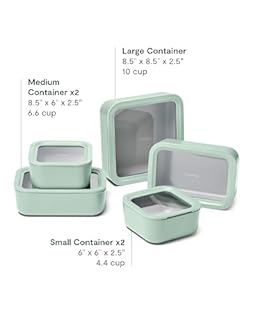 Caraway 13pc Glass Food Storage Container Set - Easy to Store, Non Toxic Lunch Box - with Glass Lids - Includes Storage Organizer - Mist